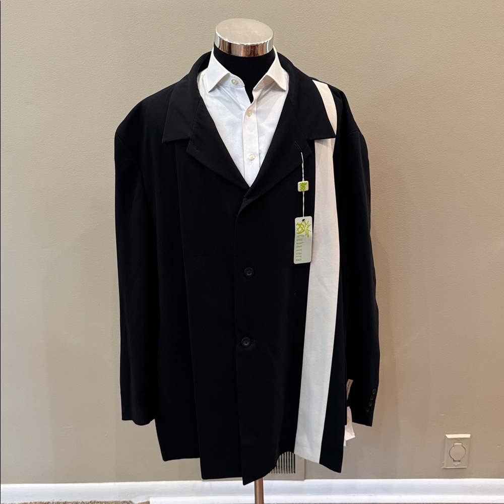 NEW Cubavera mens 58L black white 4-button polyester sport coat NWT